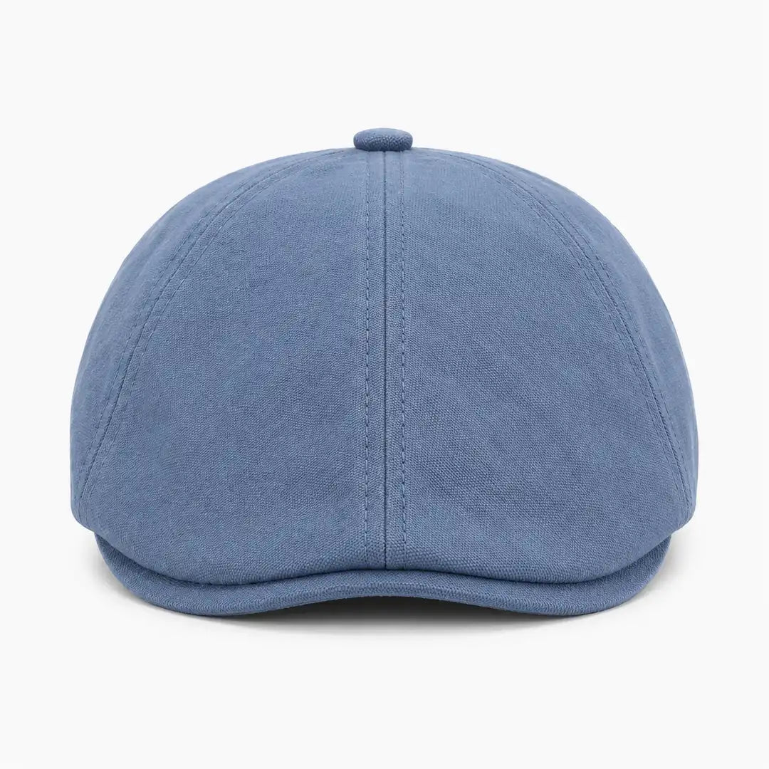 Béret casquette Enzo en coton bleu jean, vue de face