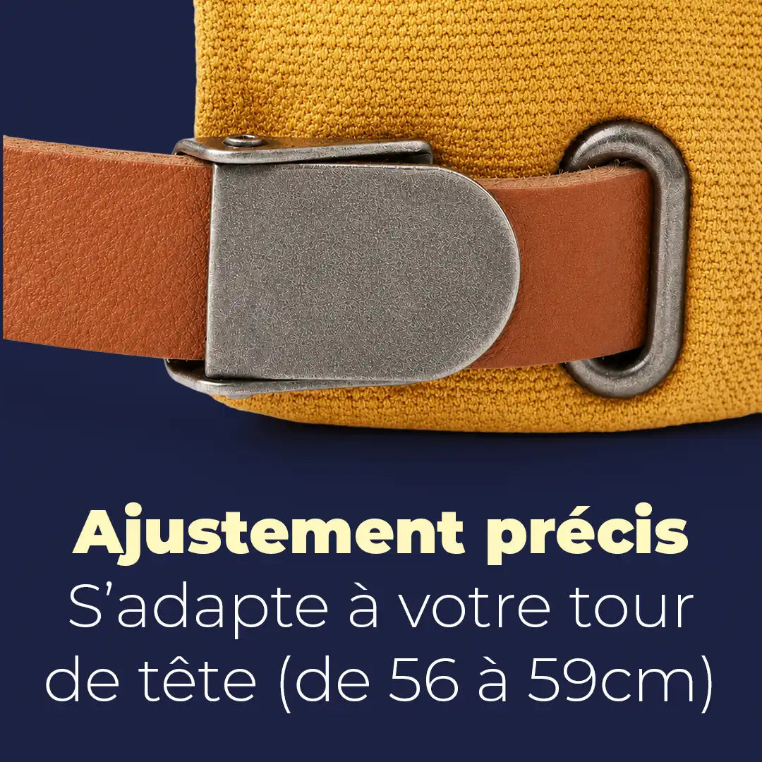Béret casquette Enzo jaune moutarde, bande d'ajustement réglable