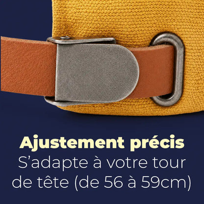 Béret casquette Enzo jaune moutarde, bande d'ajustement réglable