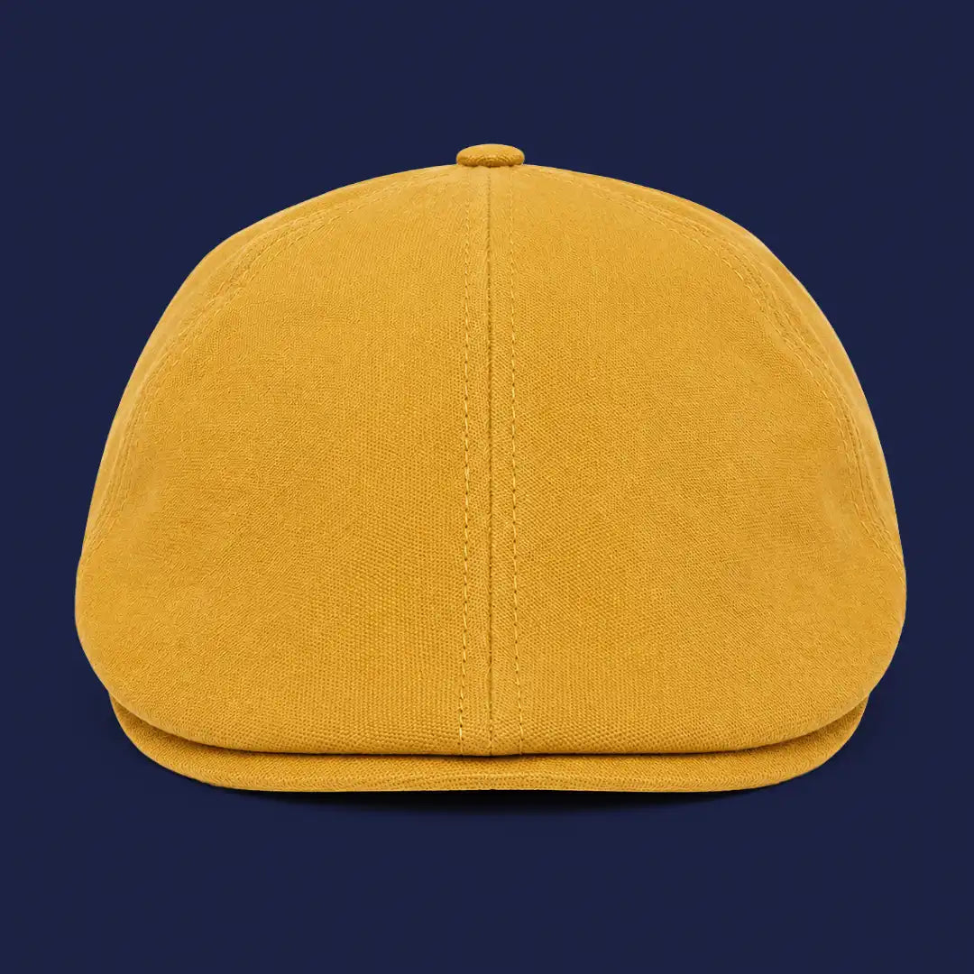 Béret casquette Enzo en coton jaune moutarde, vue de face