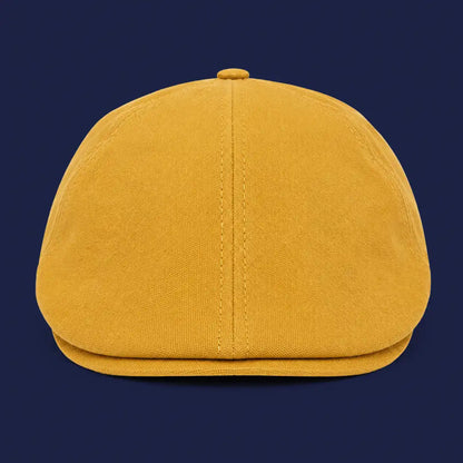 Béret casquette Enzo en coton jaune moutarde, vue de face