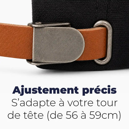 Béret casquette Enzo noir, bande d'ajustement réglable