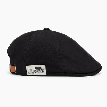 Béret casquette Enzo en coton noir, vue de côté