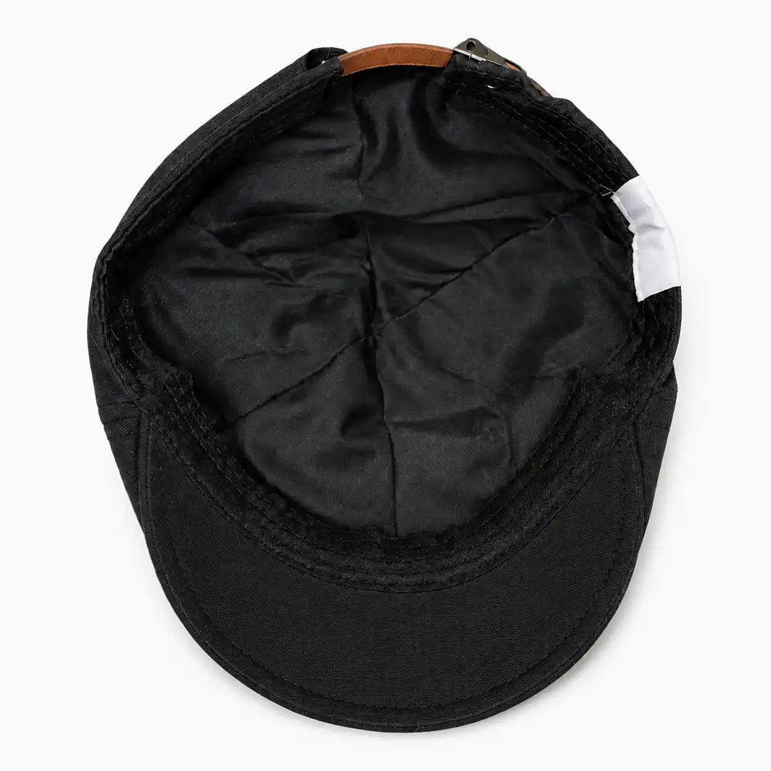 Béret casquette Enzo noir, intérieur et doublure coton