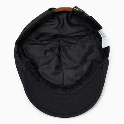 Béret casquette Enzo noir, intérieur et doublure coton