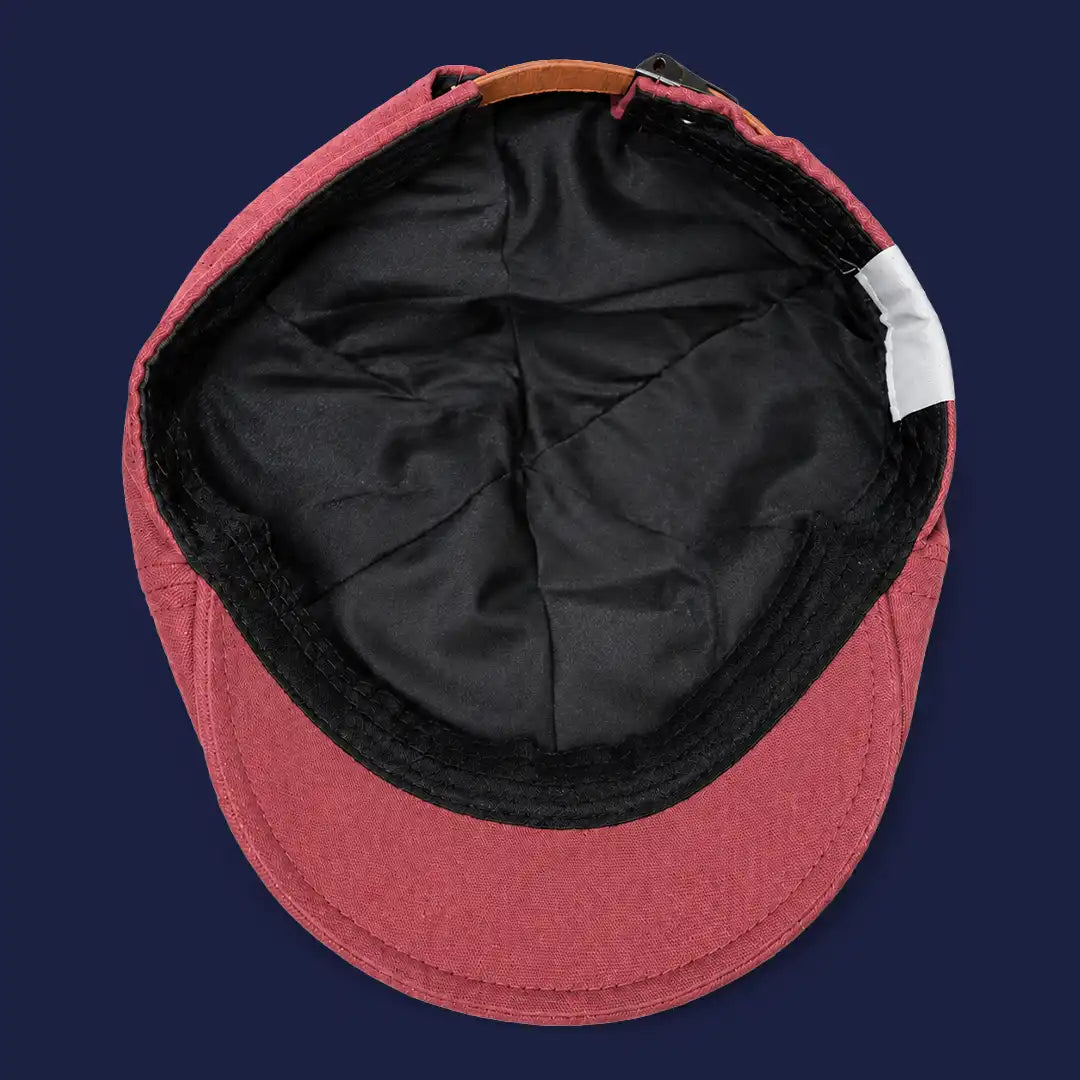 Béret casquette Enzo rouge bordeaux, intérieur et doublure coton