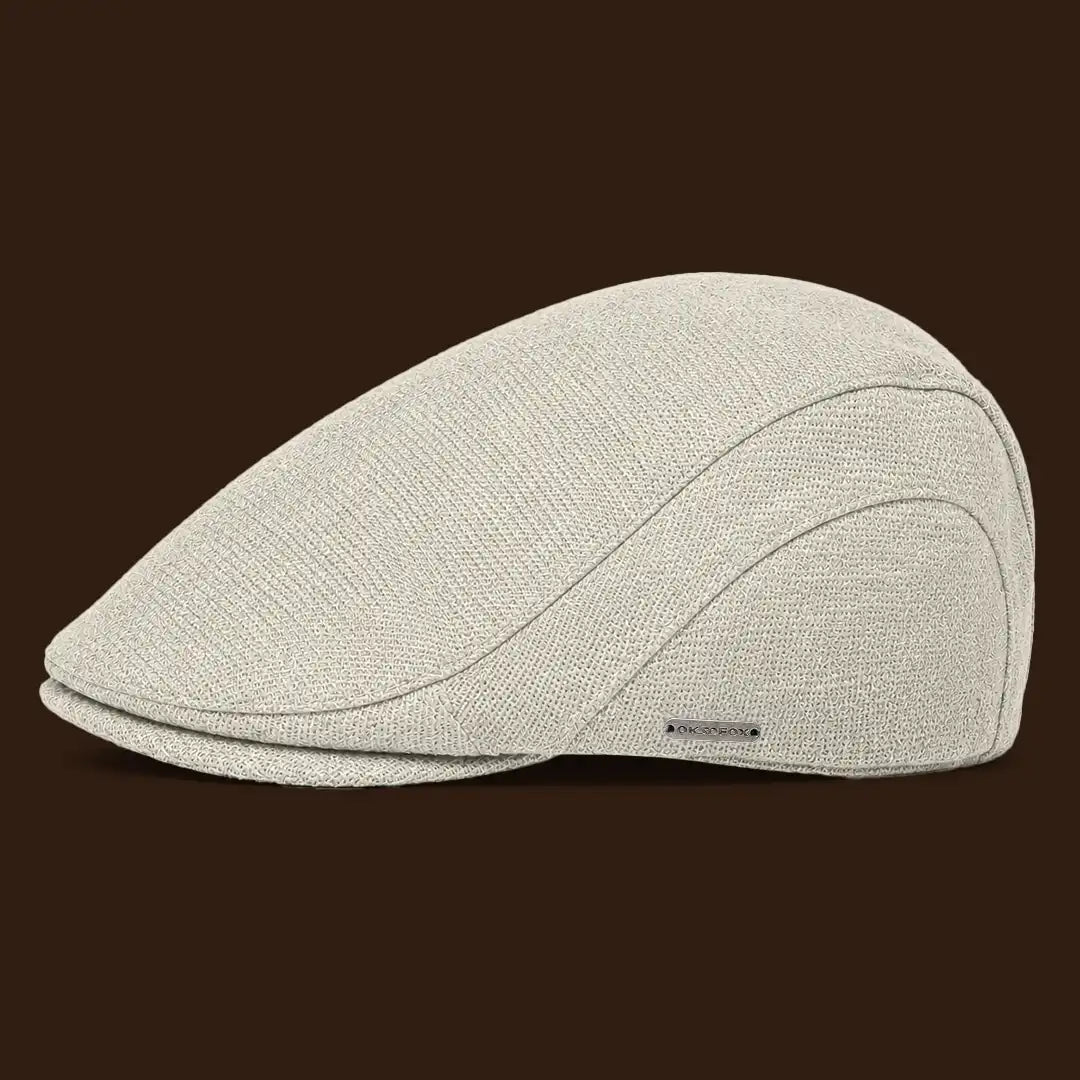 Béret casquette Bruno en mélange coton et polyester beige, vue de côté gauche