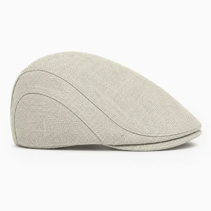 Béret casquette Bruno en mélange coton et polyester beige, vue de côté