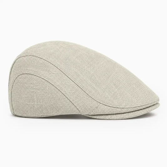 Béret casquette Bruno en mélange coton et polyester beige, vue de côté