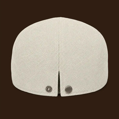 Béret casquette Bruno en mélange coton et polyester beige, vue de dos