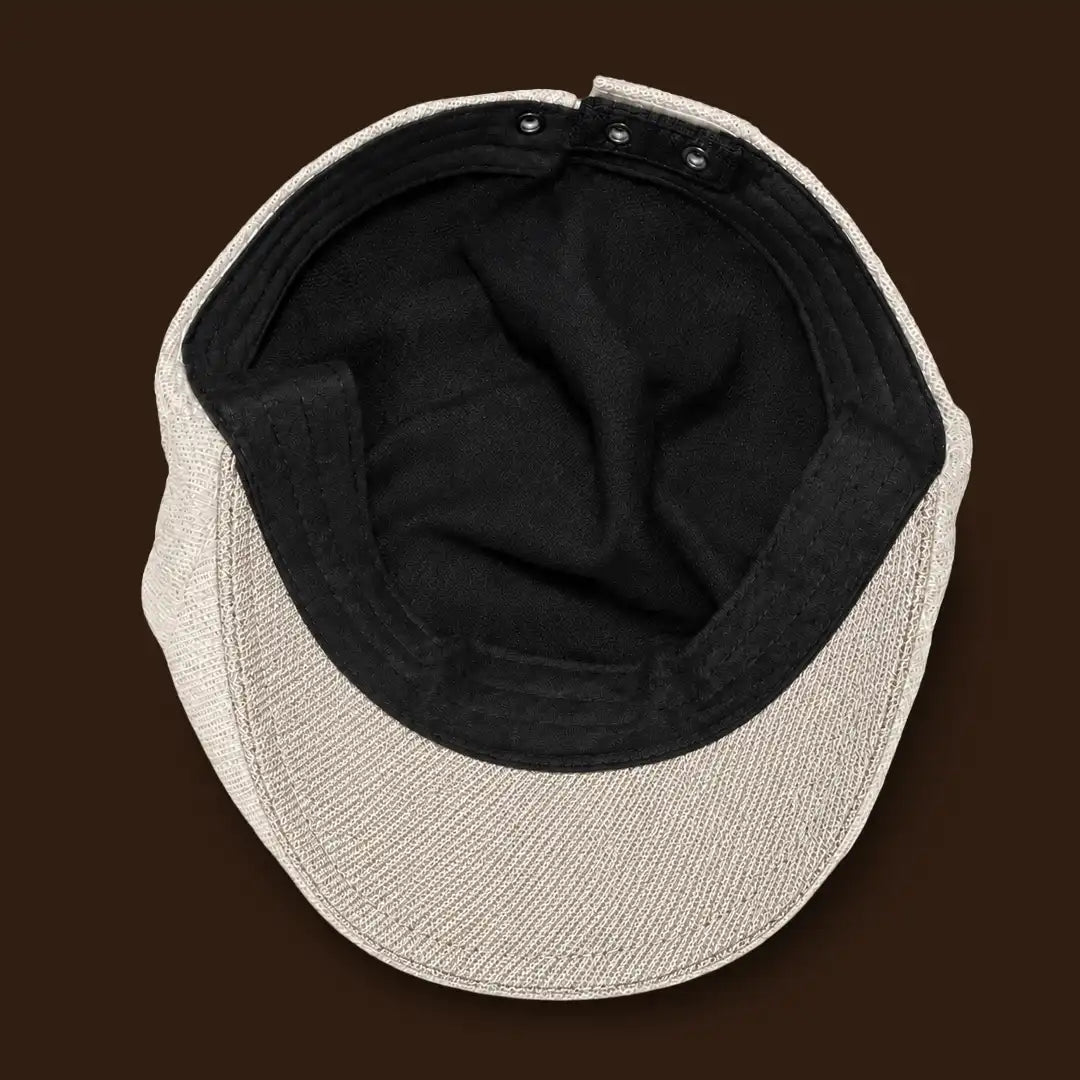 Béret casquette Bruno en mélange coton et polyester beige, intérieur et doublure