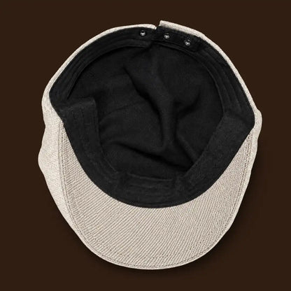 Béret casquette Bruno en mélange coton et polyester beige, intérieur et doublure