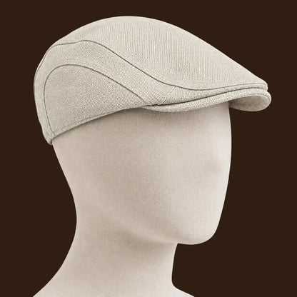 Béret casquette Bruno en mélange coton et polyester beige porté