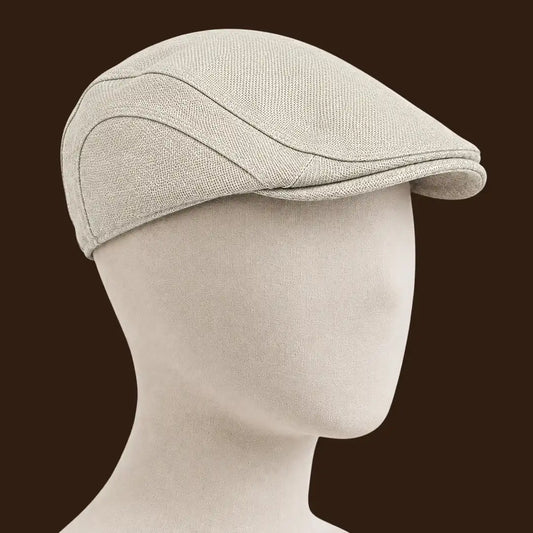 Béret casquette Bruno en mélange coton et polyester beige porté