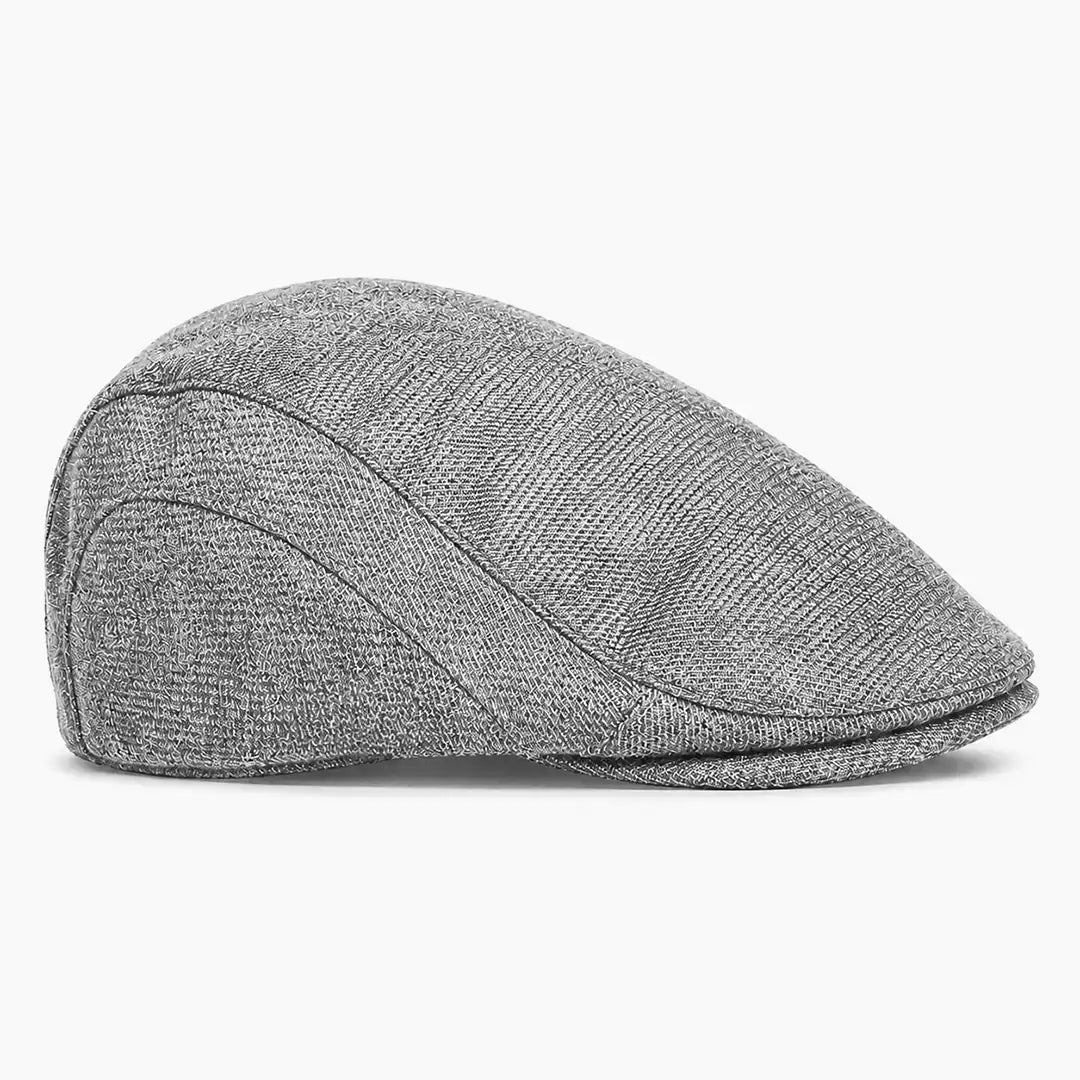 Béret casquette Bruno en mélange coton et polyester gris clair, vue de côté