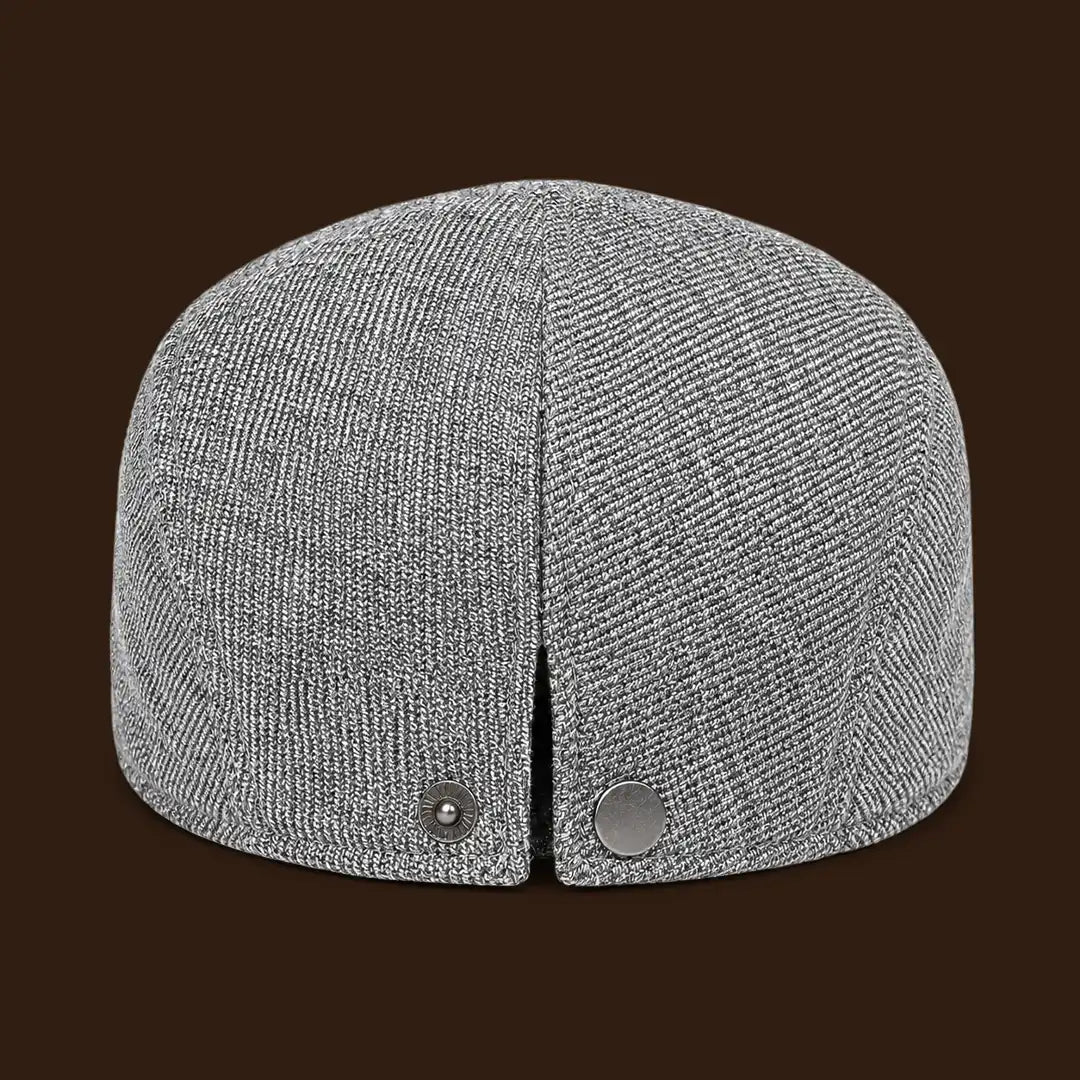 Béret casquette Bruno en mélange coton et polyester gris clair, vue de dos