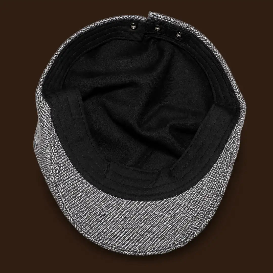 Béret casquette Bruno en mélange coton et polyester gris clair, intérieur et doublure