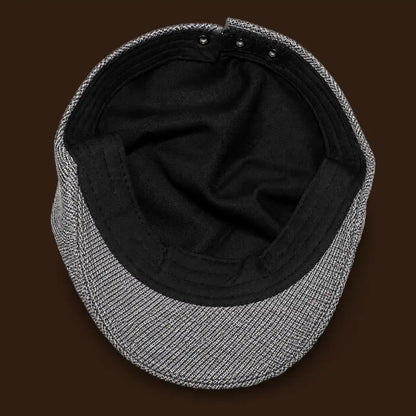 Béret casquette Bruno en mélange coton et polyester gris clair, intérieur et doublure