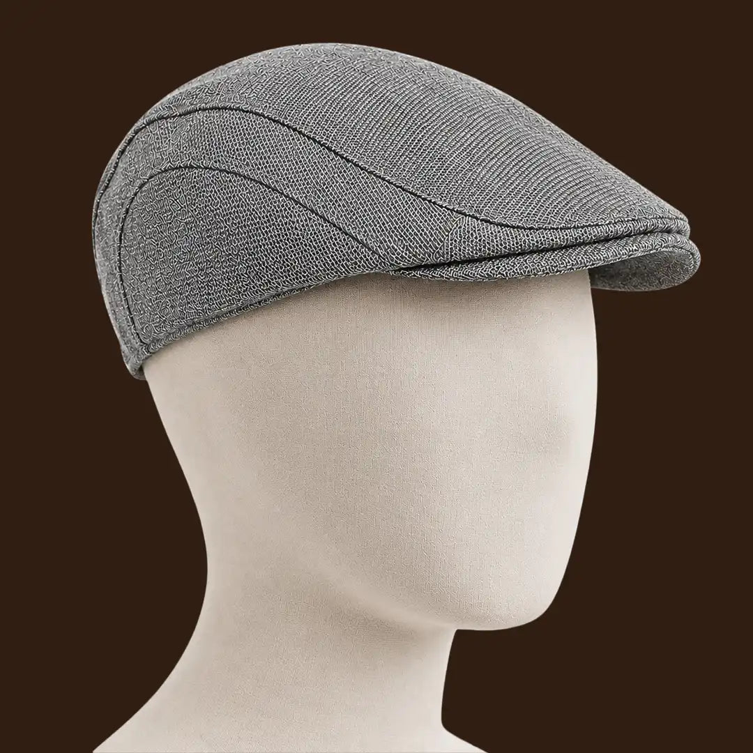Béret casquette Bruno en mélange coton et polyester gris clair porté
