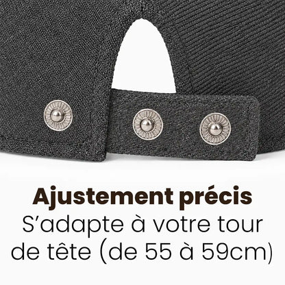 Béret casquette Bruno en mélange coton et polyester gris foncé, réglage par 3 boutons pression