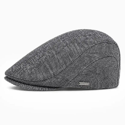 Béret casquette Bruno en mélange coton et polyester gris foncé, vue de côté gauche