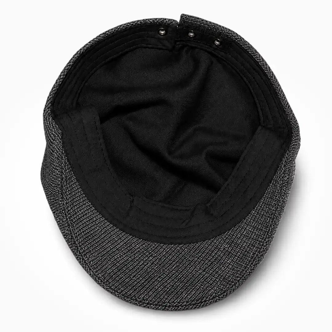 Béret casquette Bruno en mélange coton et polyester gris foncé, intérieur et doublure