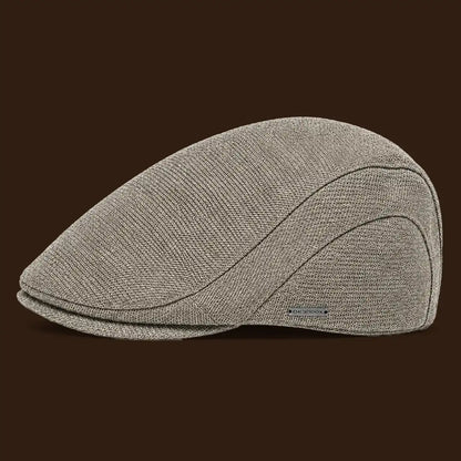 Béret casquette Bruno en mélange coton et polyester marron kaki, vue de côté gauche