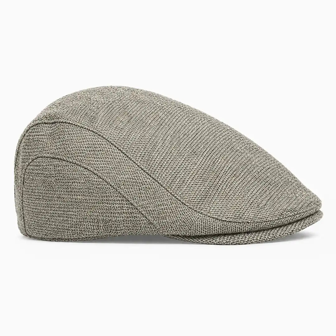 Béret casquette Bruno en mélange coton et polyester marron kaki, vue de côté