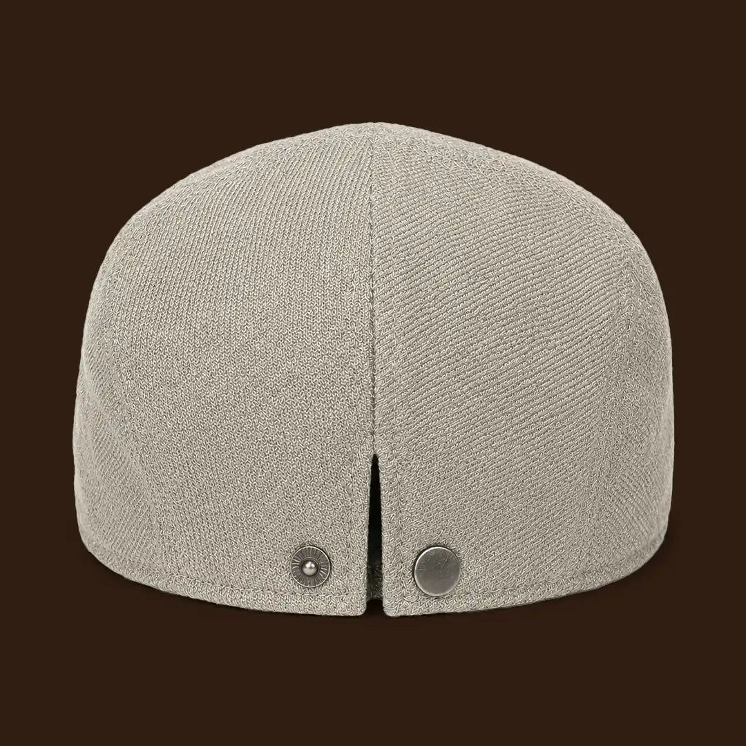 Béret casquette Bruno en mélange coton et polyester marron kaki, vue de dos