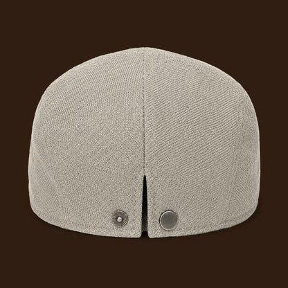 Béret casquette Bruno en mélange coton et polyester marron kaki, vue de dos