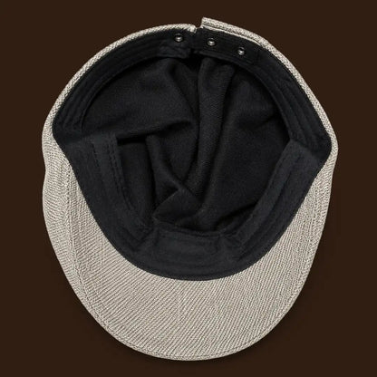 Béret casquette Bruno en mélange coton et polyester marron kaki, intérieur et doublure