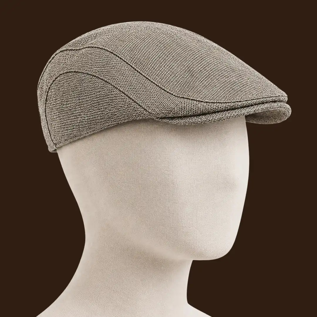 Béret casquette Bruno en mélange coton et polyester marron kaki porté