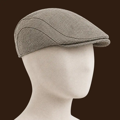 Béret casquette Bruno en mélange coton et polyester marron kaki porté