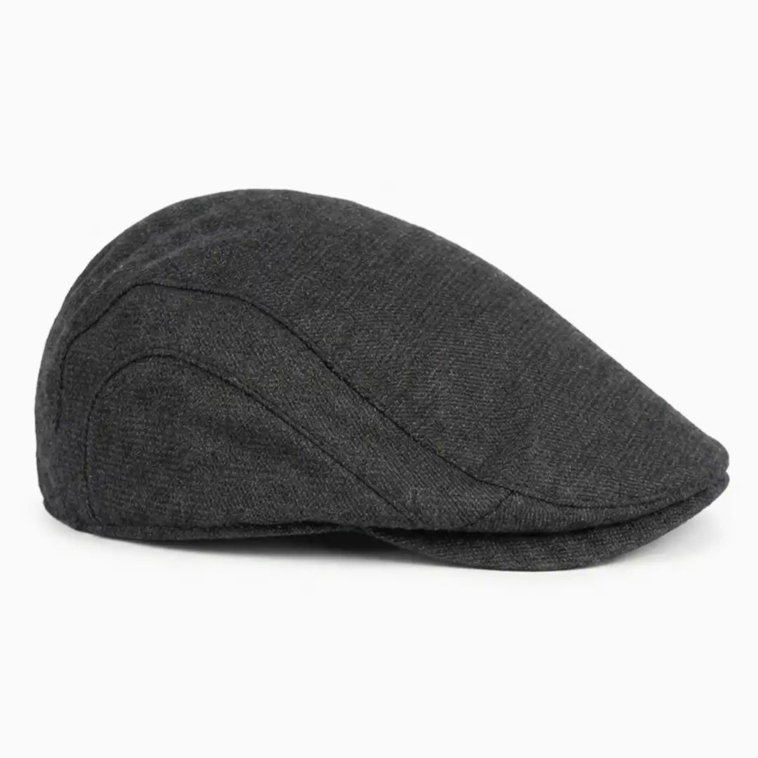 Béret casquette Bruno en mélange coton et polyester noir, vue de côté