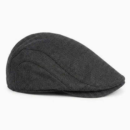 Béret casquette Bruno en mélange coton et polyester noir, vue de côté