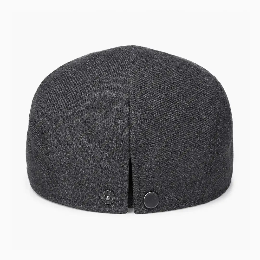 Béret casquette Bruno en mélange coton et polyester noir, vue de dos