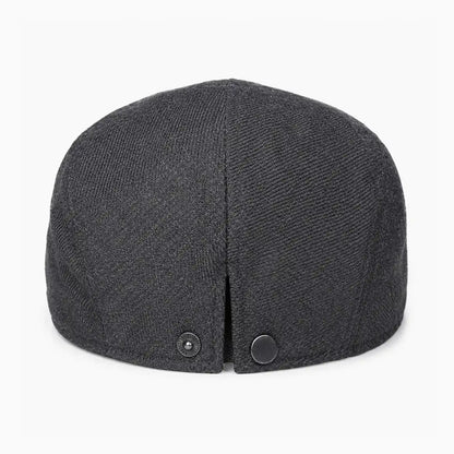 Béret casquette Bruno en mélange coton et polyester noir, vue de dos