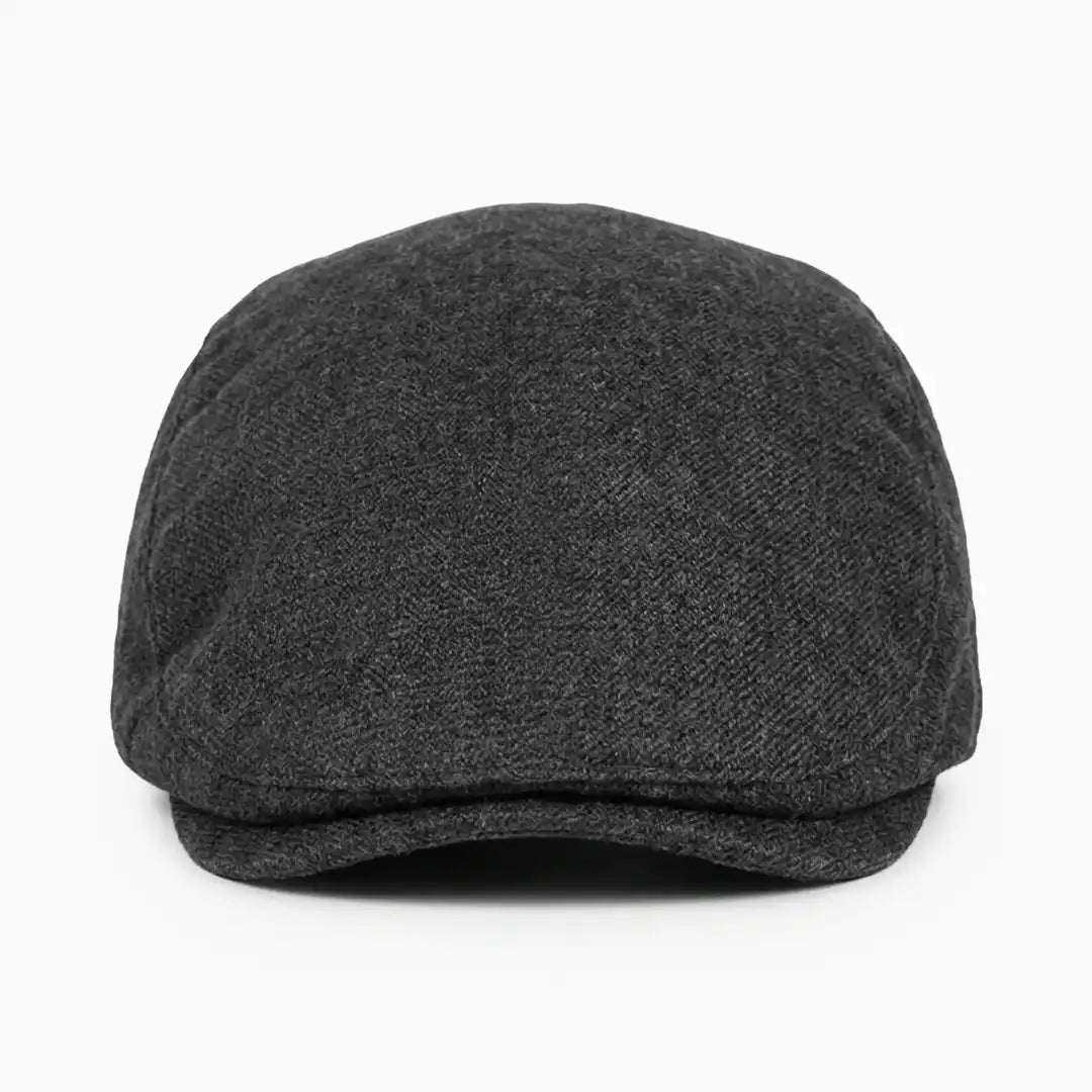 Béret casquette Bruno en mélange coton et polyester noir, vue de face