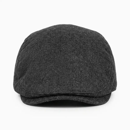 Béret casquette Bruno en mélange coton et polyester noir, vue de face