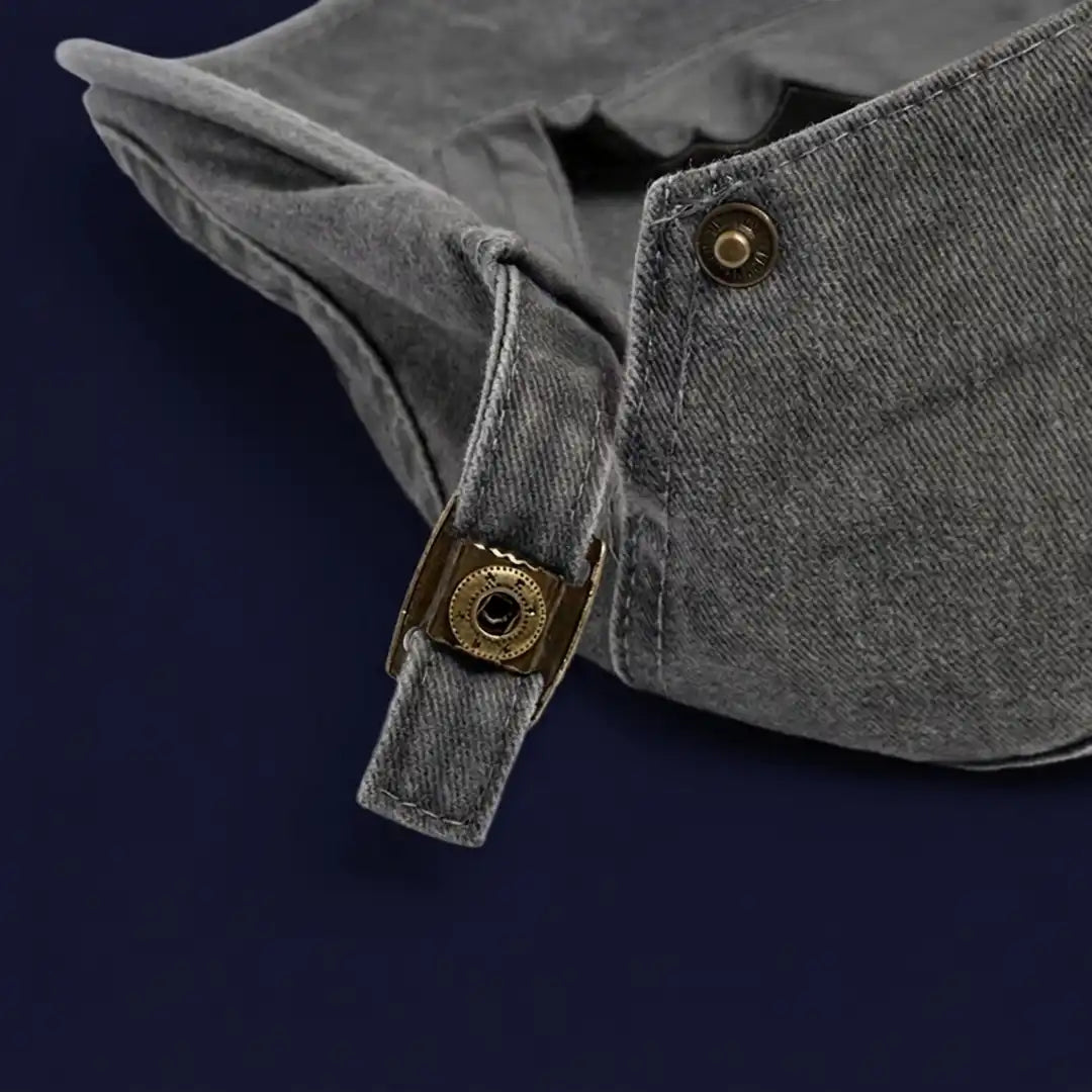 détail bouton pression doré visière béret casquette coton Anthony - La Maison du Béret
