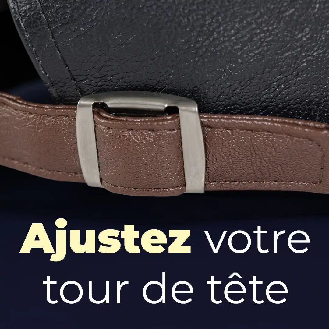 détail boucle ajustable béret casquette homme simili cuir noir Franck - La Maison du Béret