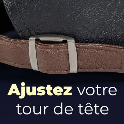 détail boucle ajustable béret casquette homme simili cuir noir Franck - La Maison du Béret