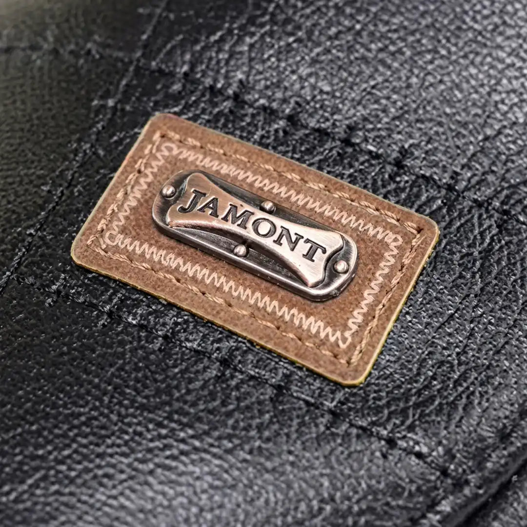 détail logo Jamont casquette béret simili cuir homme noir Franck - La Maison du Béret