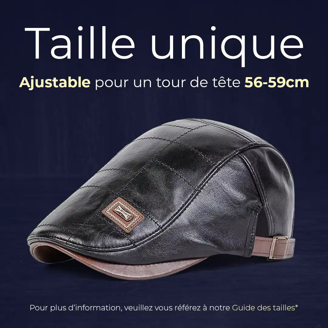 béret casquette homme simili cuir noir taille unique ajustable 56-59cm Franck 
- La Maison du Béret