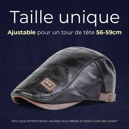 béret casquette homme simili cuir noir taille unique ajustable 56-59cm Franck 
- La Maison du Béret