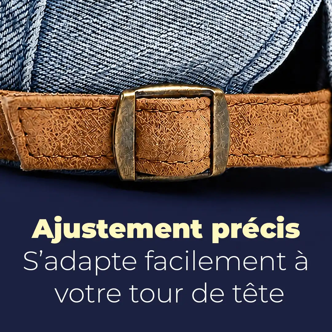 Béret casquette en jean Richard bleu clair, sangle latérale réglable