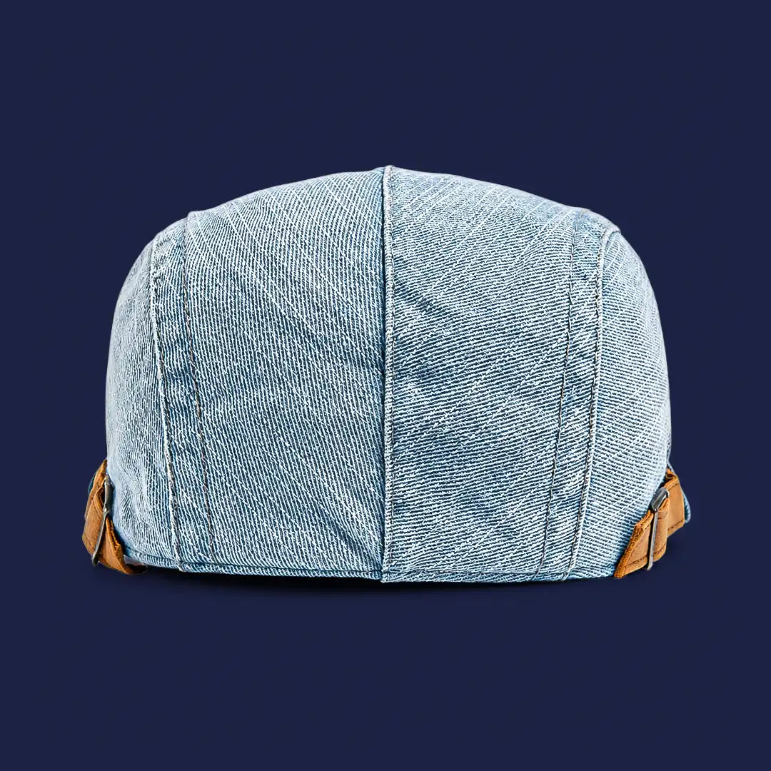 Béret casquette en jean Richard bleu clair, vue de dos