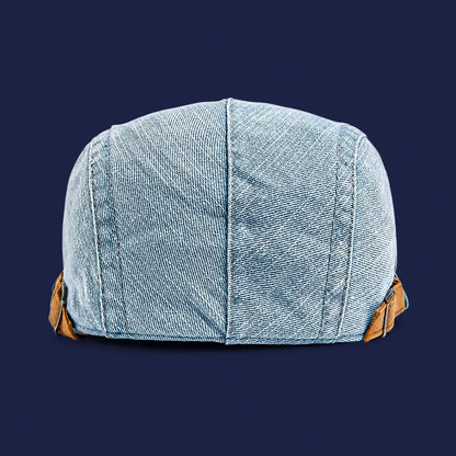 Béret casquette en jean Richard bleu clair, vue de dos