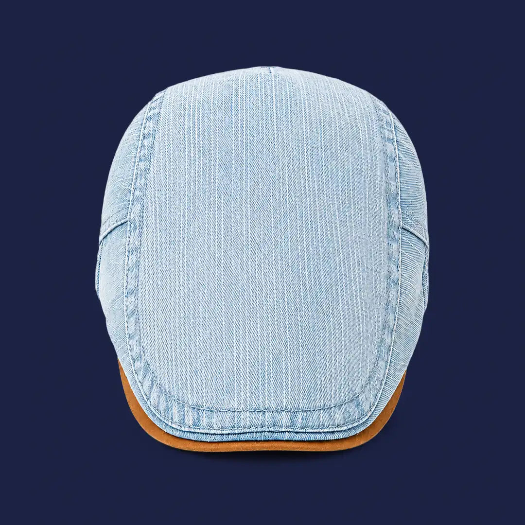 Béret casquette en jean Richard bleu clair, vue de face