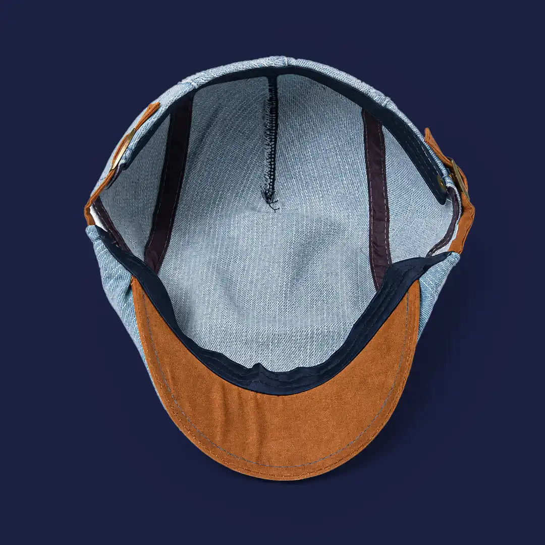 Béret casquette en jean Richard bleu clair, intérieur